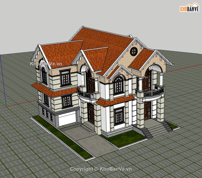 Model 3d biệt thự 2 tầng,file sketchup 3d biệt thự 2 tầng,file sketchup biệt thự 2 tầng,3d biệt thự 2 tầng